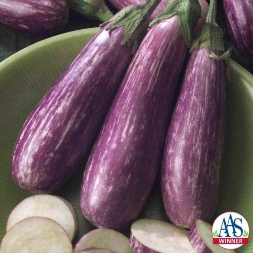 Eggplant Fairy Tale F1 - 2005 AAS Edible - Vegetable Winner - Fairy Tale is a petite plant with decorative miniature eggplants.