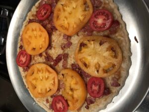 IMG_5348 Add your tomatoes for the Tomato, Bacon & Pesto Tart